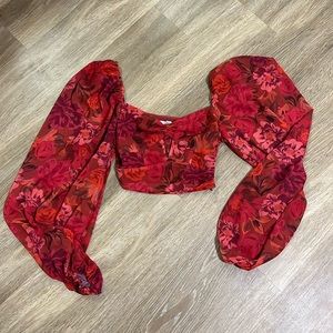 For Love and Lemons Beautiful Puff Sleeve Crop Top